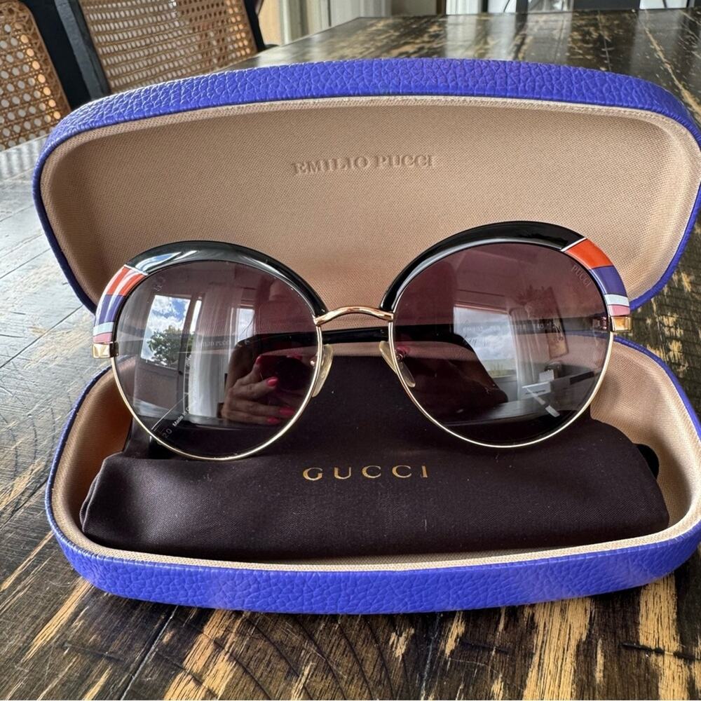 EMILIO PUCCI Round Color Block Sunglasses